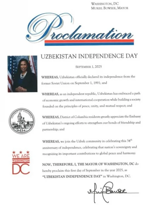 Вaшингтонда 1 сентябр “Ўзбекистон Мустақиллик куни” деб эълон қилинди, АҚШ ва Канадада “Ватандошлар форуми” ўтди