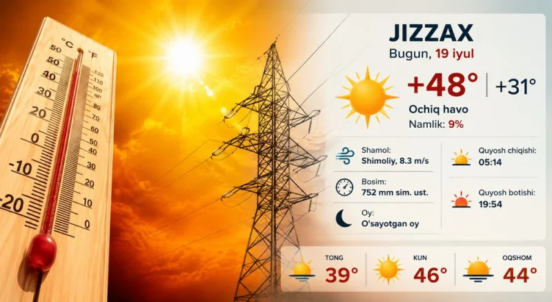 Жиззахда +48°C аномал иссиқ ва электр тизимидаги рекордлар: Бундай шароитда чиллани беталафот ўтказиш йўллари қанақа?